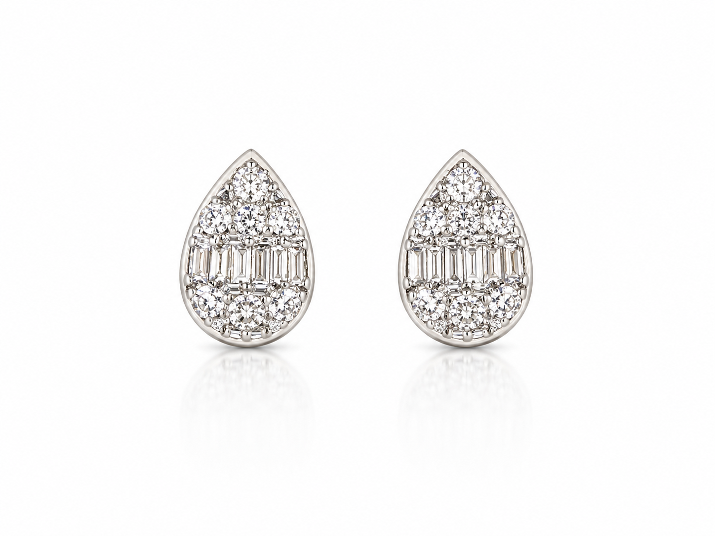 Pear Illusion Diamond Stud Earrings in 14K Yellow Gold