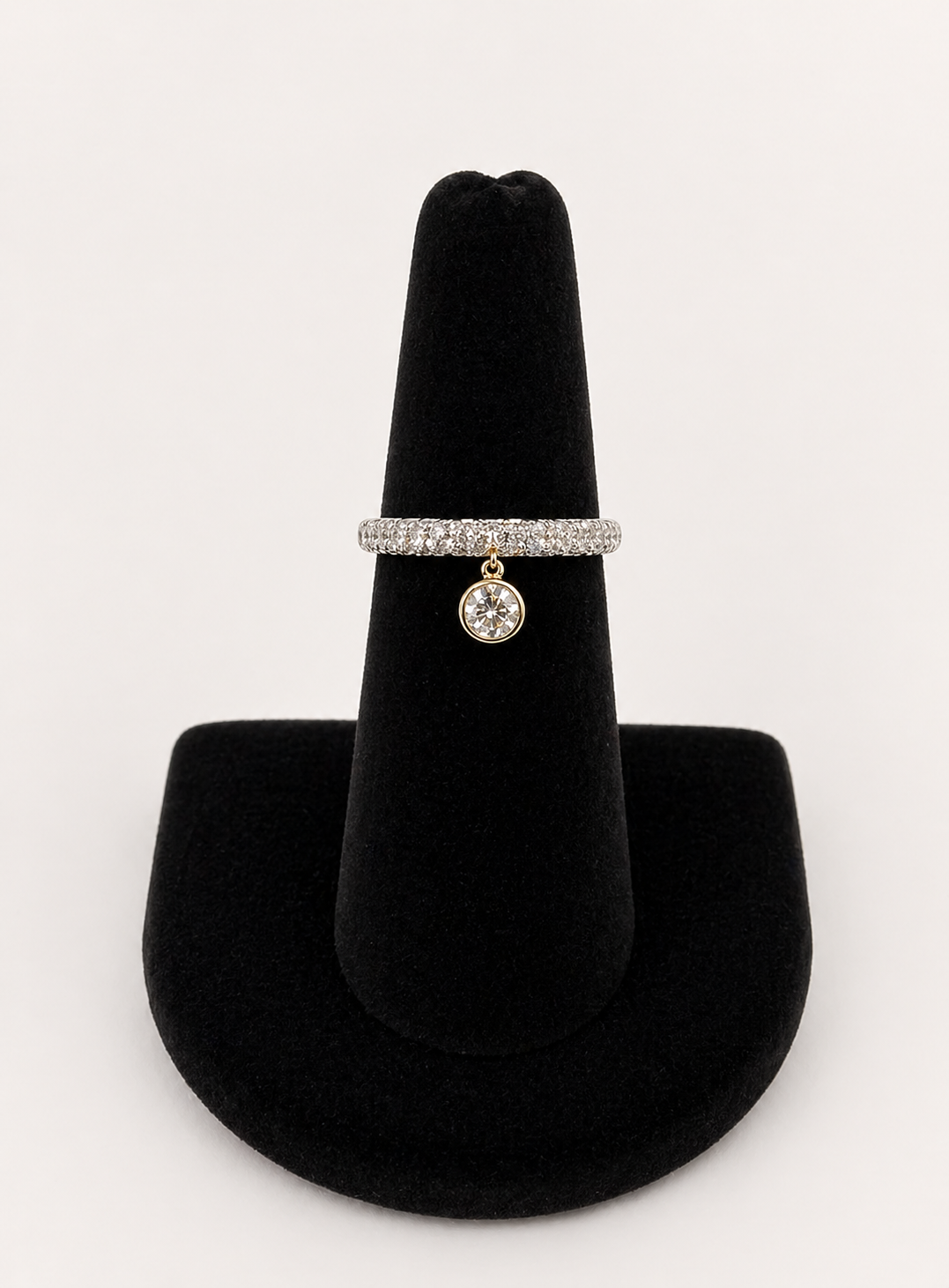 Natural Diamond Pavé Charm Ring in 18K Yellow Gold