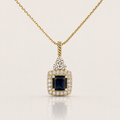 Blue Sapphire Halo Pendant in 14K YG
