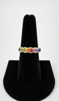 Rainbow Sapphire & Diamond Half Eternity Band in 18K Gold