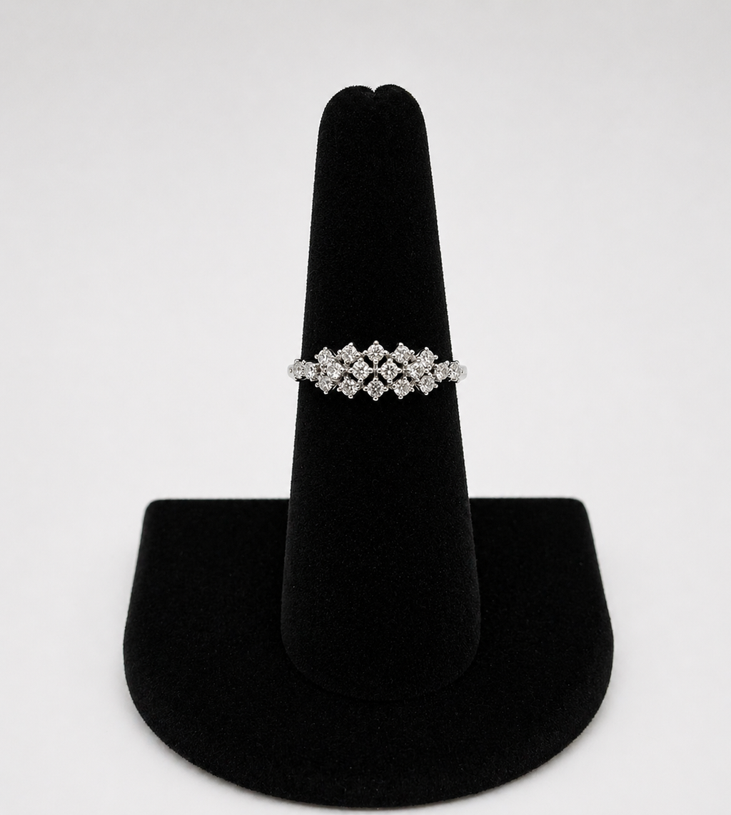 Diamond Cluster Band in 18K White Gold