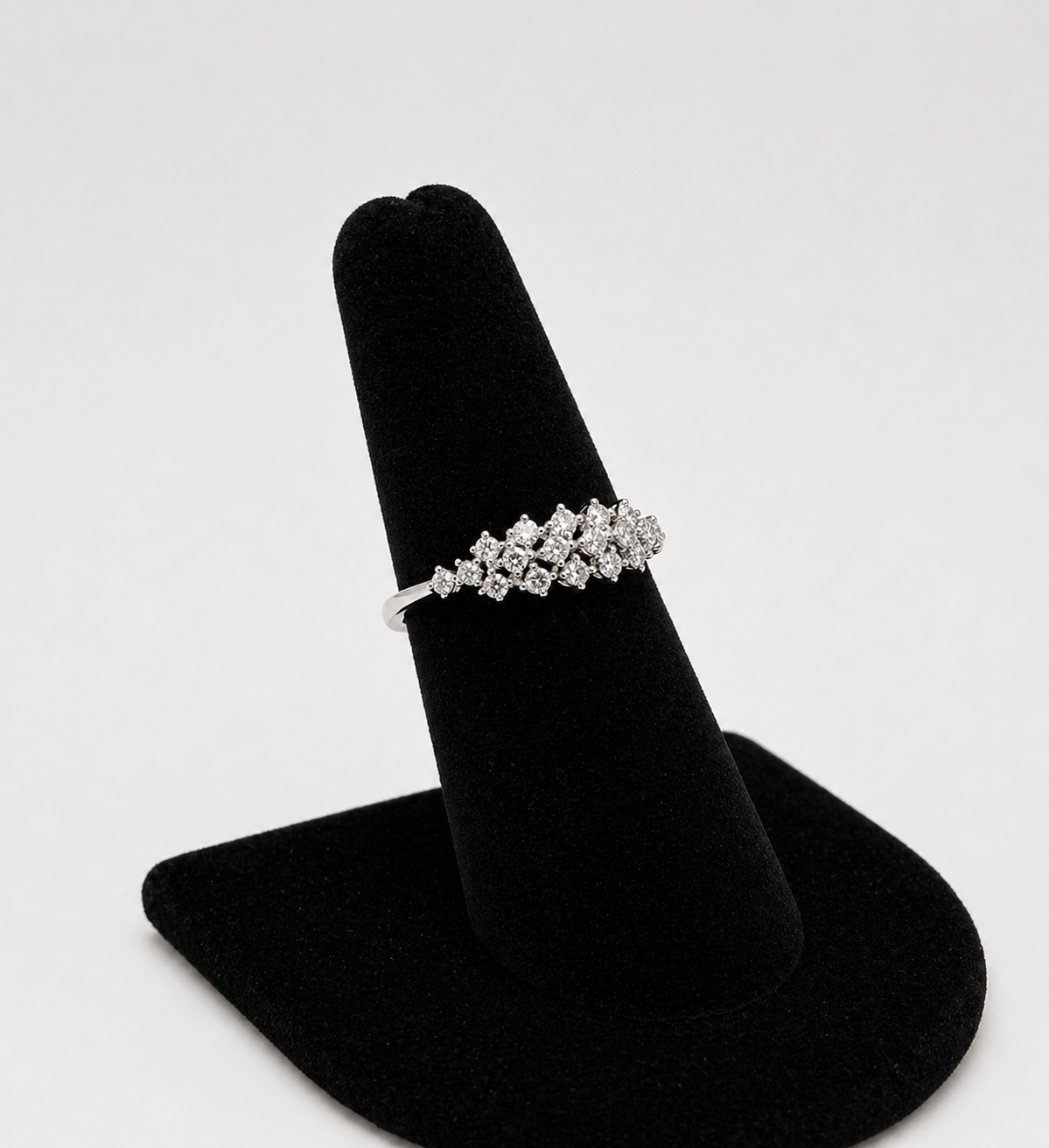 Diamond Cluster Band in 18K White Gold