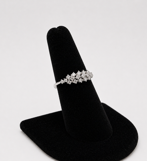 Diamond Cluster Band in 18K White Gold