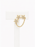 Triple Star Chain Piercing Earring in 18K Yellow Gold