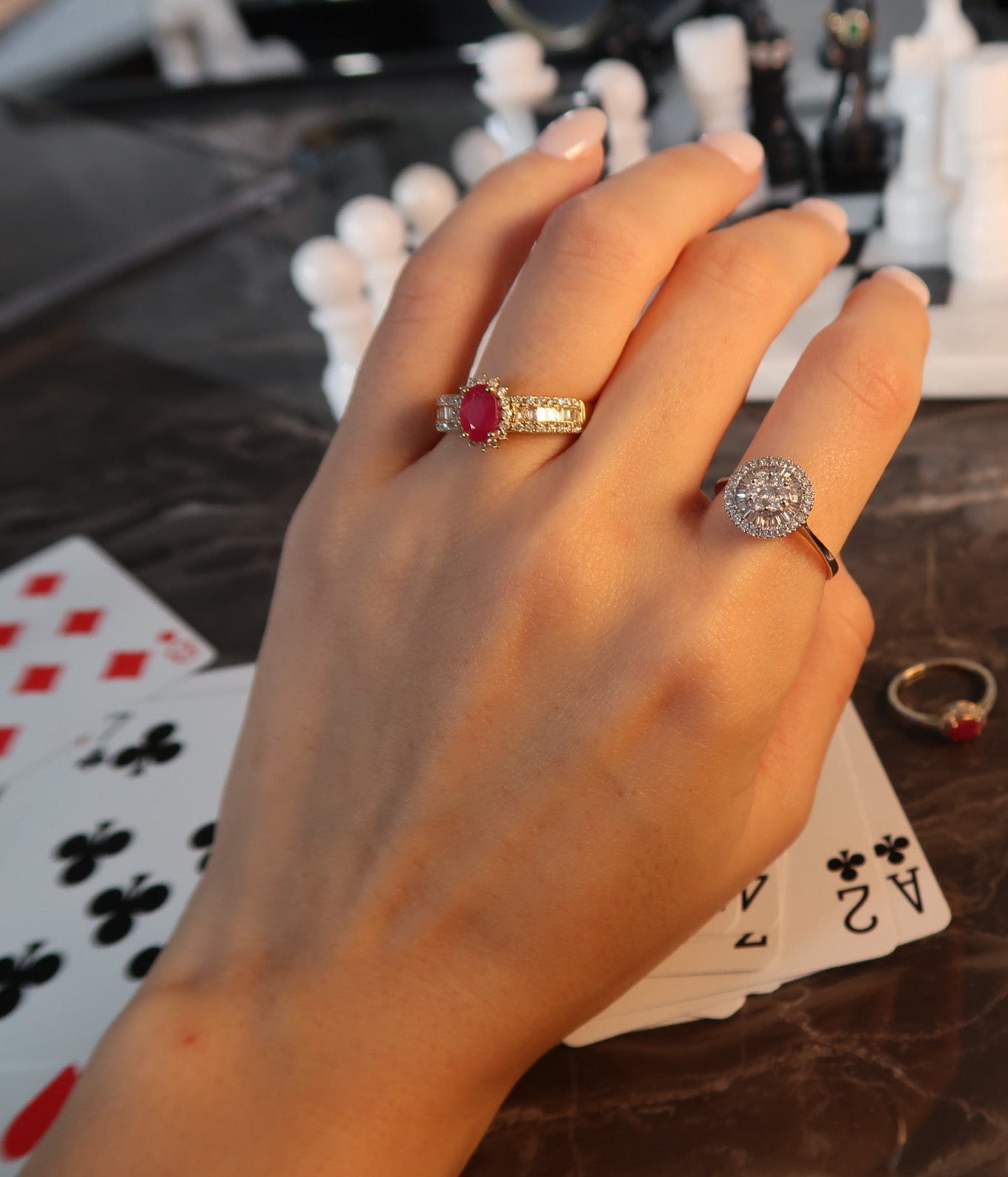 Genuine Ruby & Natural Diamond Ring in 18K Yellow Gold