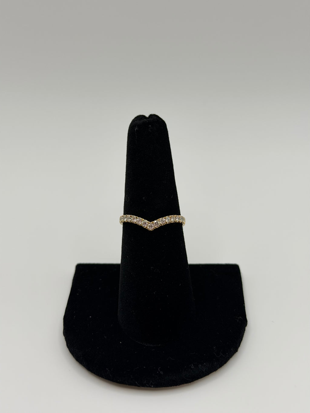 Natural Diamond V Band Ring in 18K Yellow Gold,  Chevron style