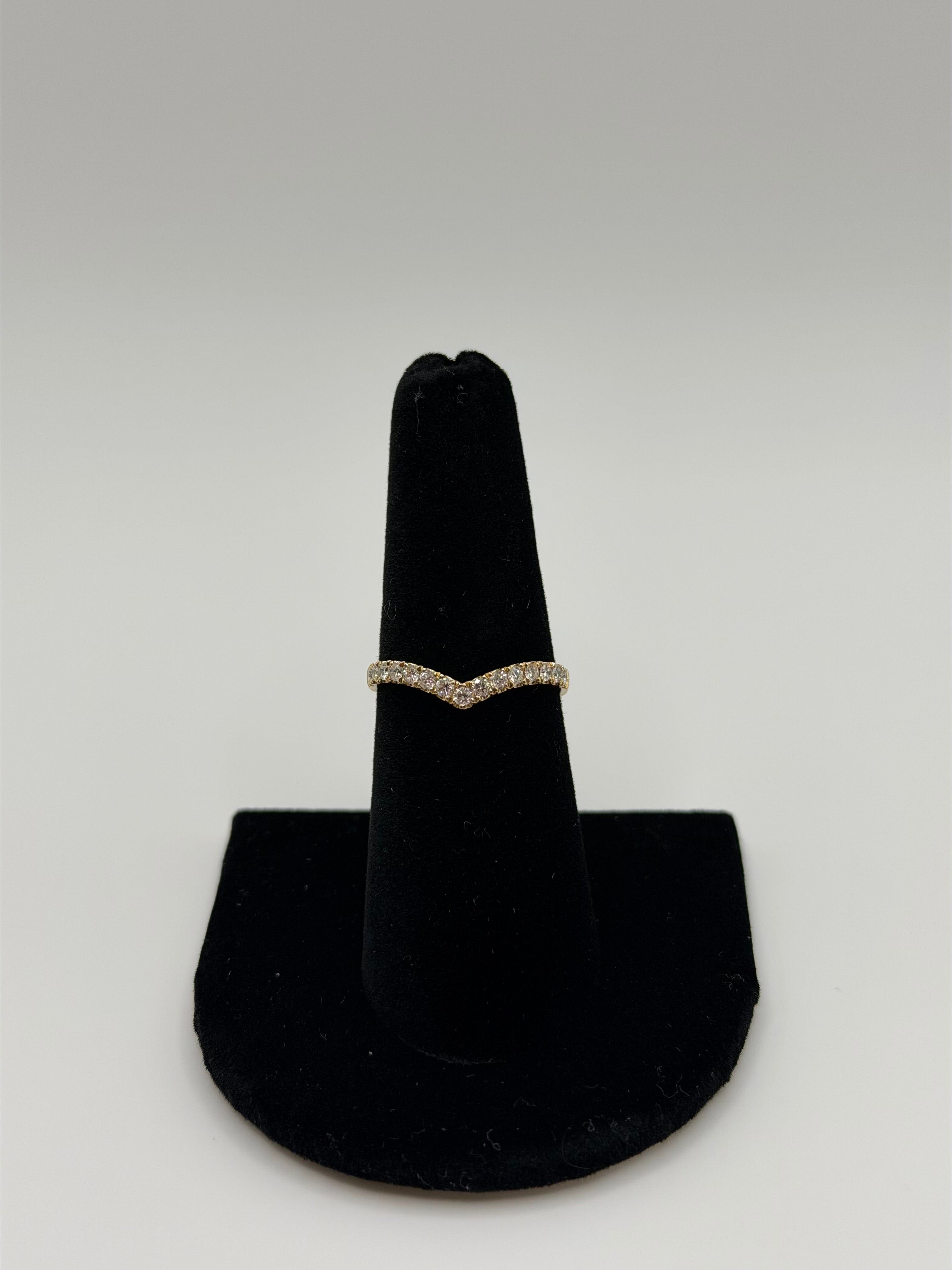 Natural Diamond V Band Ring in 18K Yellow Gold,  Chevron style