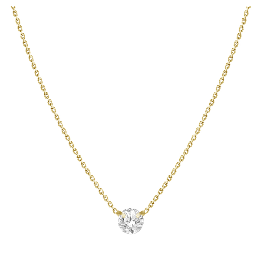 Prong Set Natural Diamond Pendant in 18K YG