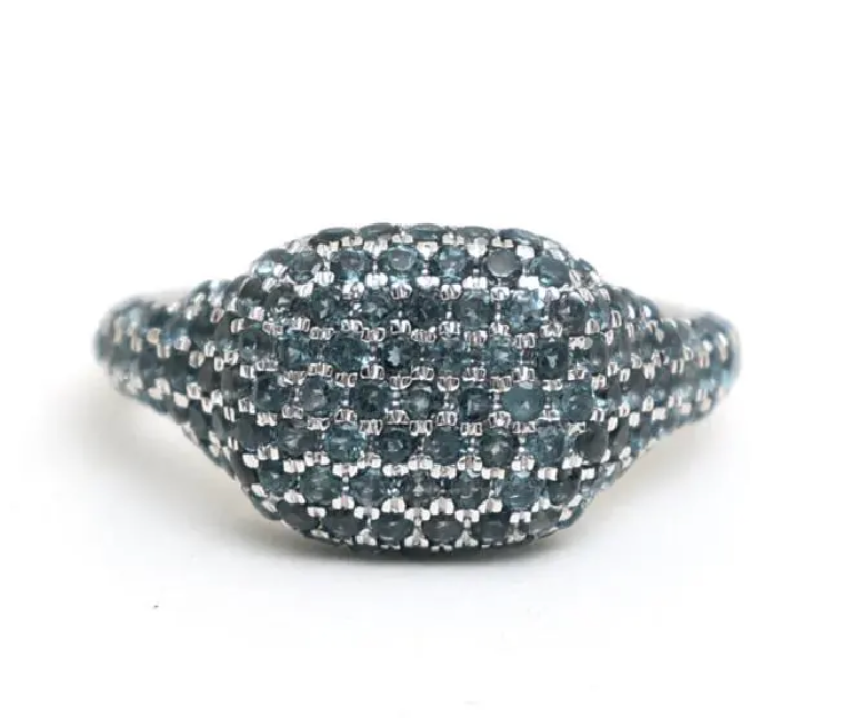 London Blue Topaz Pavé Pinky Ring in 14K White Gold
