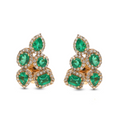 Emerald & Diamond Multi-Shape Cluster Drop Earrings in 18K Yellow Gold