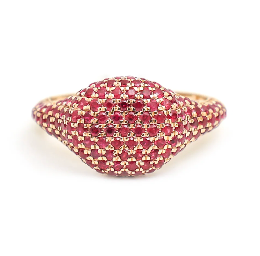 Ruby Pavé Dome Ring in 14K Yellow Gold