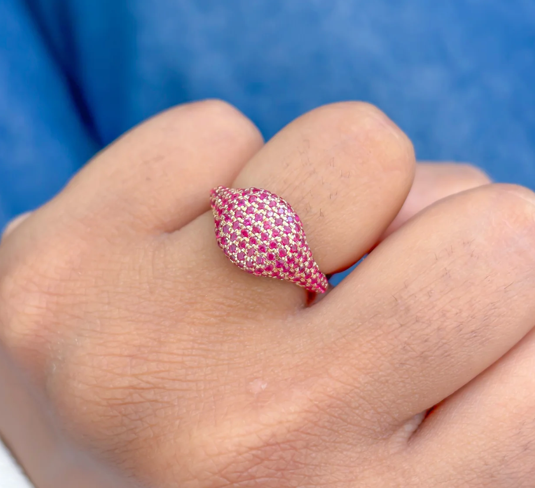 Ruby Pavé Dome Ring in 14K Yellow Gold