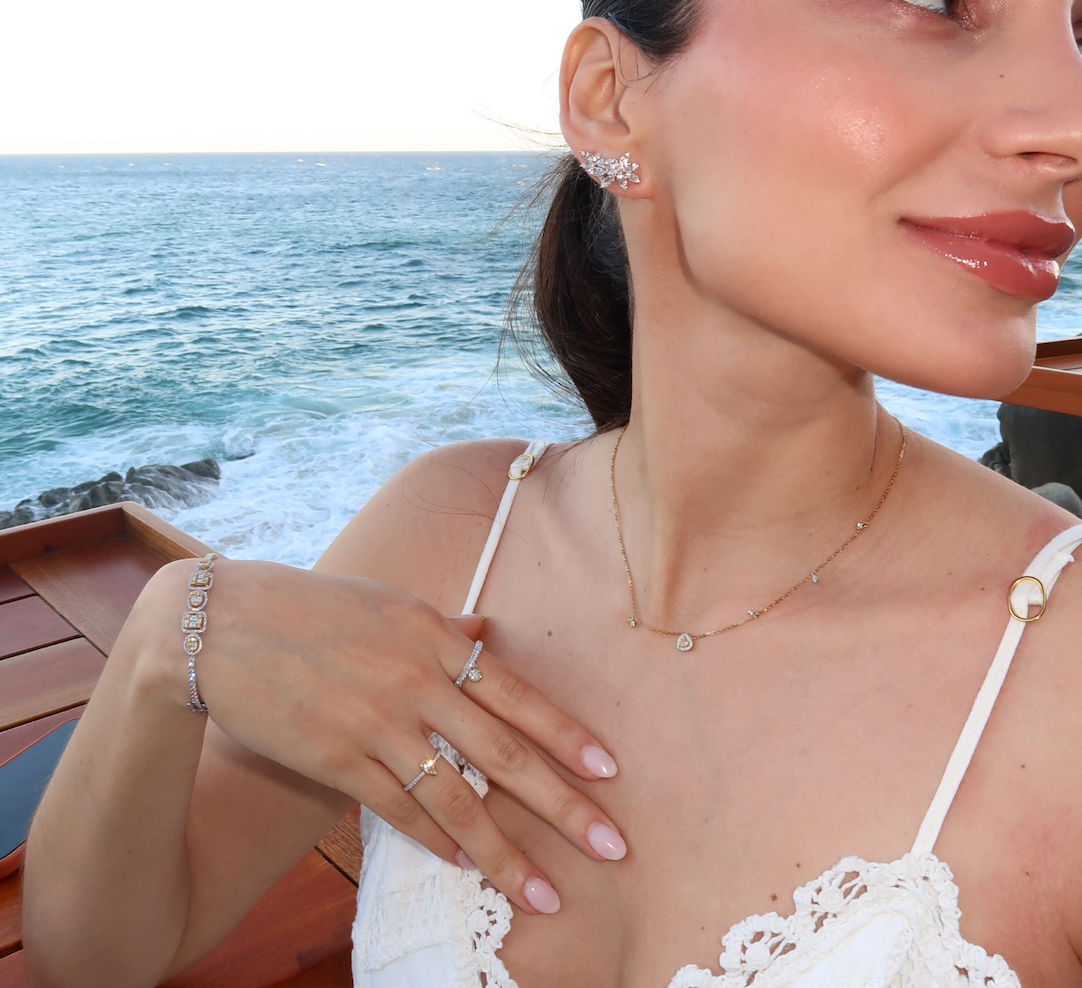 Natural Diamond Pavé Charm Ring in 18K Yellow Gold
