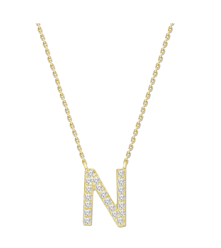 Natural Diamond Initial Necklace in 18K Solid Gold