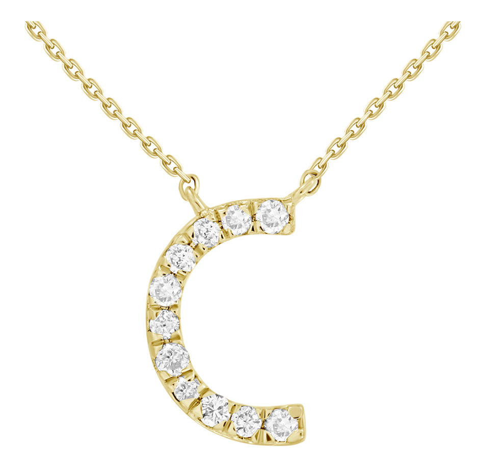 Natural Diamond Initial Necklace in 18K Solid Gold