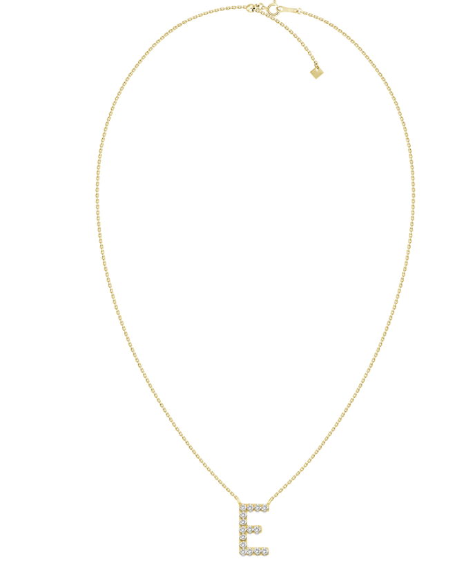Natural Diamond Initial Necklace in 18K Solid Gold