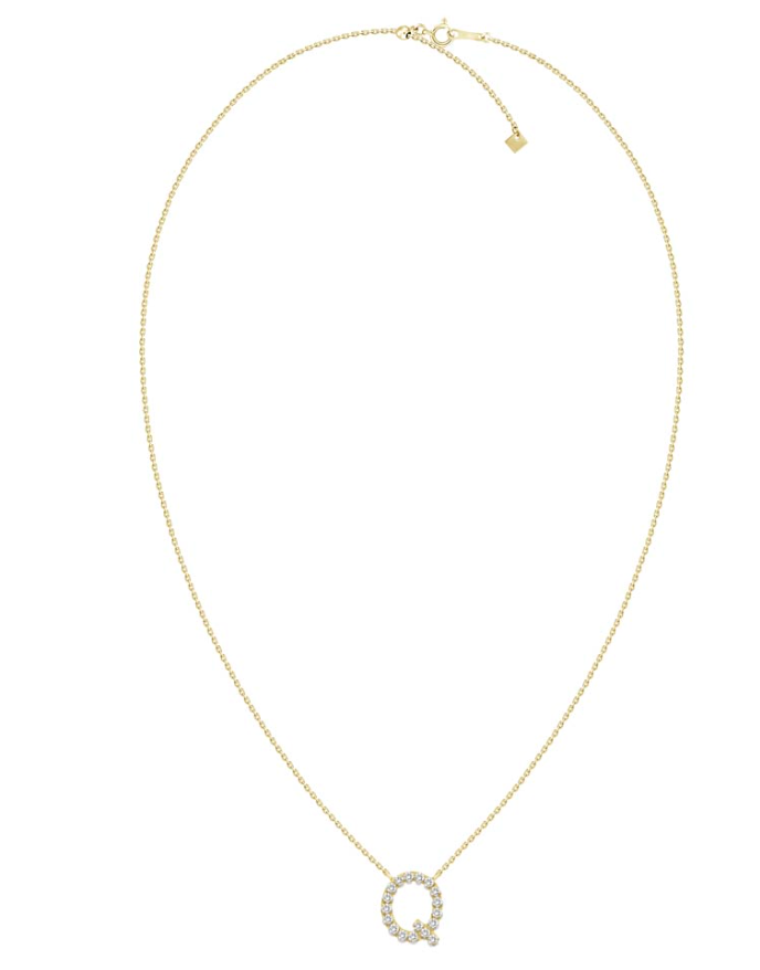 Natural Diamond Initial Necklace in 18K Solid Gold