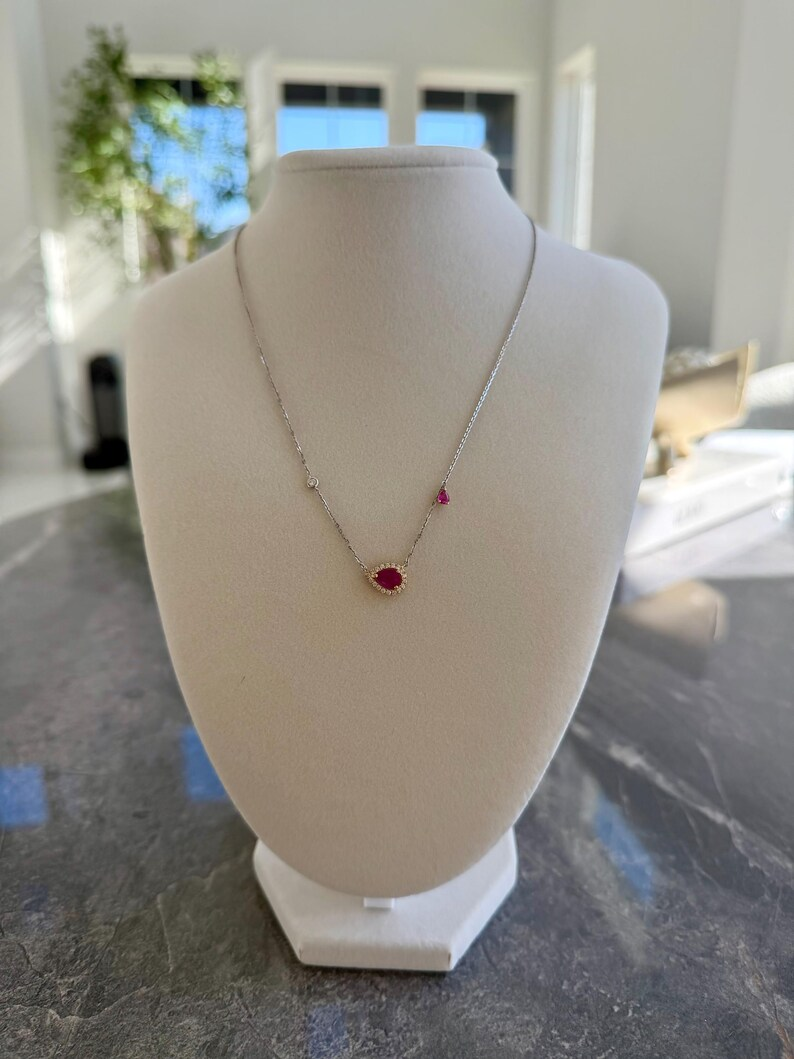 Ruby & Diamond Necklace in 18K White and Yellow Gold