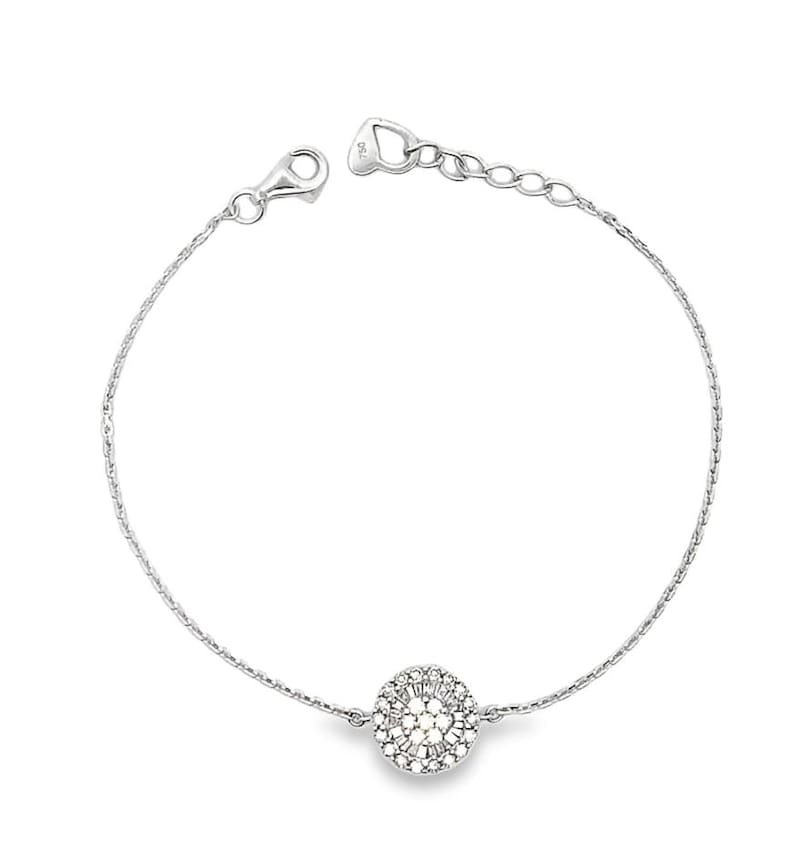 Natural Diamond Halo Bracelet in 18K White Gold
