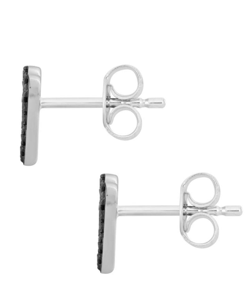 Heart Shaped Black Diamond Earrings in 18K White Gold