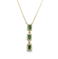 Genuine Emerald & Natural Diamond Necklace in 18K Yellow Gold