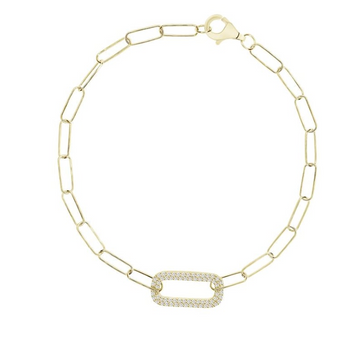 Paperclip Diamond Bracelet in 18K Yellow Gold