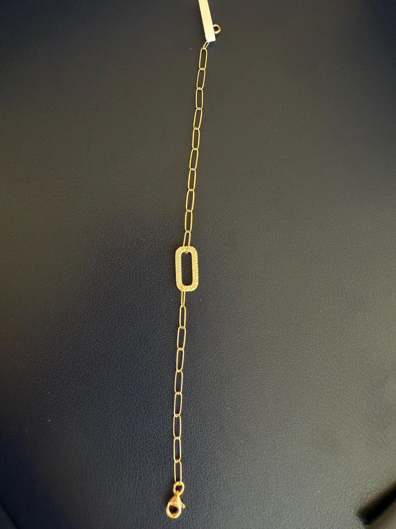 Paperclip Diamond Bracelet in 18K Yellow Gold